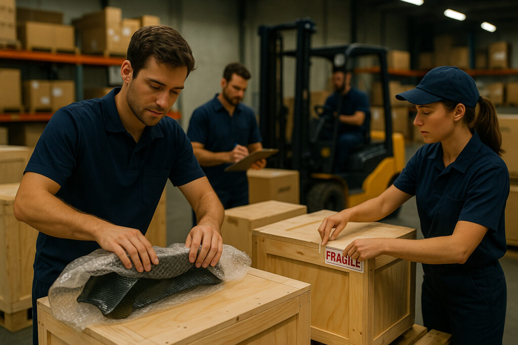 BRUZZO 国際輸送 倉庫でパーツが梱包されるシーン｜UNLIMITED